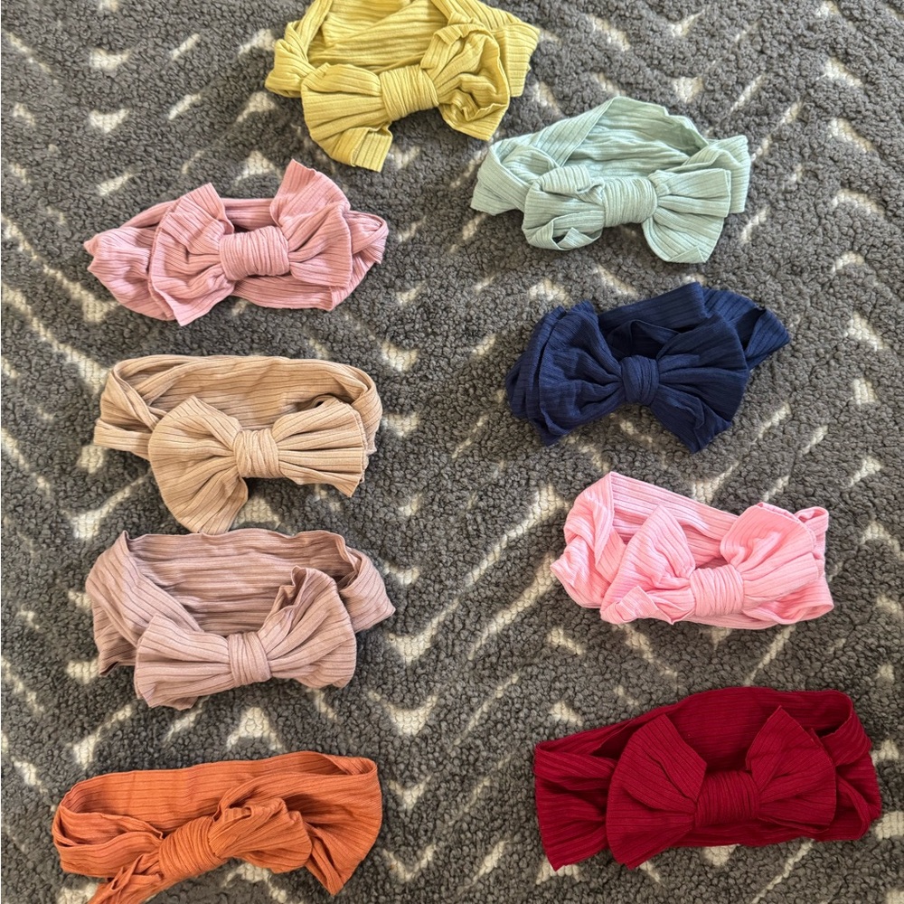 Colorful Kids Bow Headbands Set